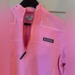 Vineyard Vines bright pink quarter zip long sleeve sweater